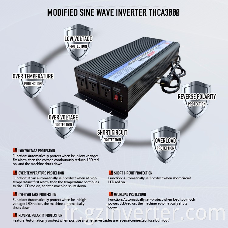 Invertisseur de puissance intelligente 3000W 12 V DC à AC Solar Invertor pour la maison